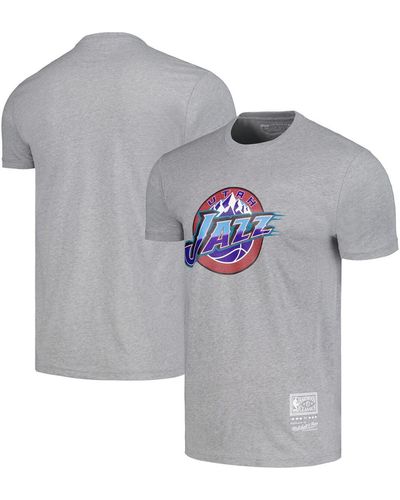 Mitchell & Ness And Utah Jazz Hardwood Classics Mvp Throwback Logo T-shirt - Gray