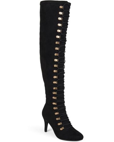 Journee Collection Trill Wide Calf Lace Up Boots - Black