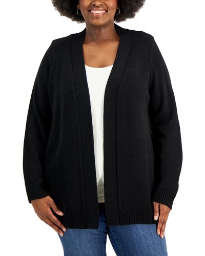 Karen Scott Plus Size Cardigan Sweater - Black