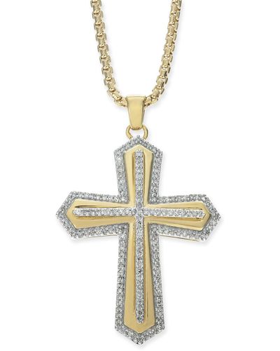 Macy's Diamond Cross 22" Pendant Necklace (1/2 Ct. T.w. - Metallic