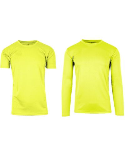 Galaxy By Harvic Short Sleeve Long Sleeve Moisture-wicking Quick Dry Performance Crew Neck Tee-2 Pack - Yellow