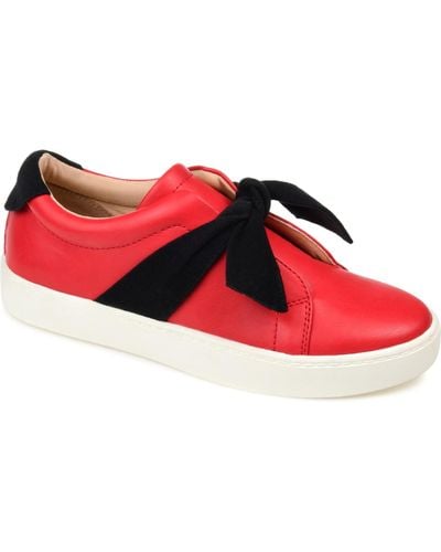 Journee Collection Abrina Bow Detail Slip On Sneakers - Red