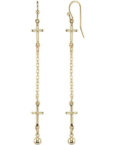 2028 14k Gold-tone Cross Chain Linear Drop Earrings - Yellow