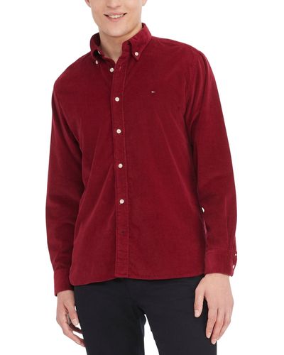 Tommy Hilfiger Regular-fit Flex Corduroy Shirt - Red