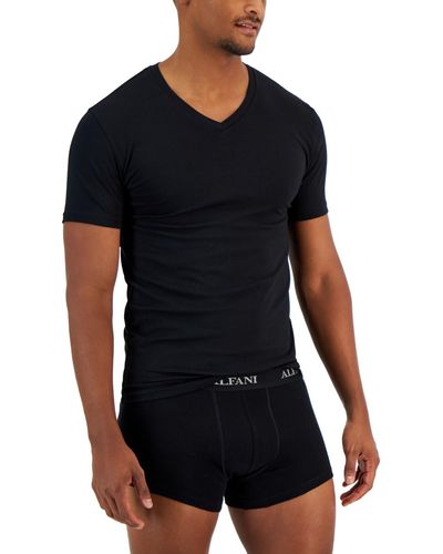 Alfani 4-pk. Slim-fit Solid V-neck Cotton Undershirts - Black