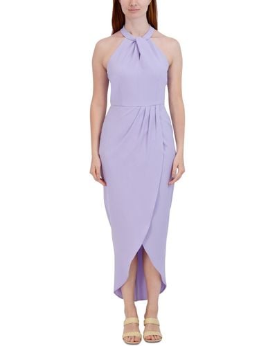 Julia Jordan Knot-neck Tulip-hem Midi Dress - Purple