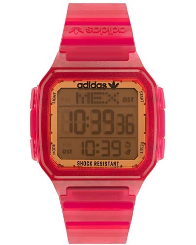 adidas Pink Resin Strap Digital Watch - Red