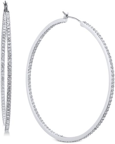 Givenchy Pave 2" Medium Hoop Earrings - Metallic