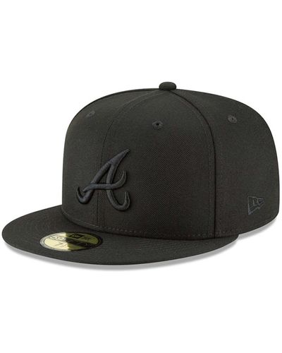 KTZ Atlanta Braves Primary Logo Basic 59fifty Fitted Hat - Black