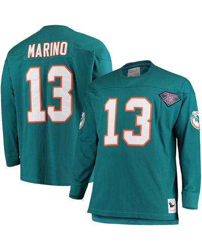 Mitchell & Ness Dan Marino Miami Dolphins Big And Tall Retired Player Name And Number Long Sleeve Top - Blue