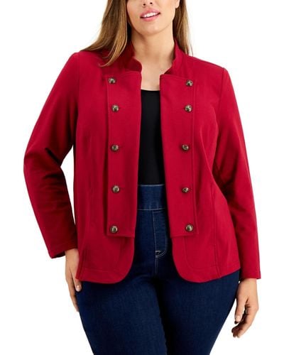 Tommy Hilfiger Plus Size Military Band Jacket - Red