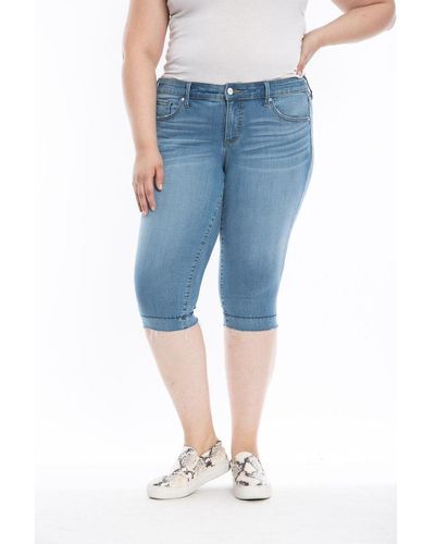 Slink Jeans Plus Size Mid Rise Crop Jeans - Blue