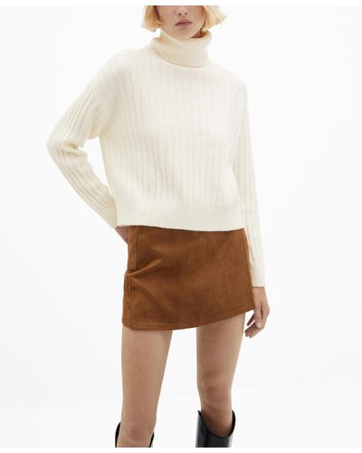 Mango Thick Knit Turtleneck Sweater - White