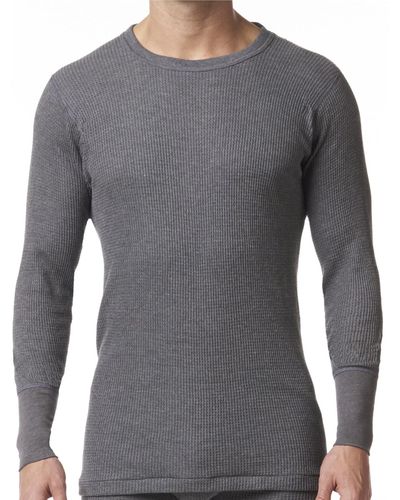 Stanfield's Waffle-knit Crewneck Tee - Gray