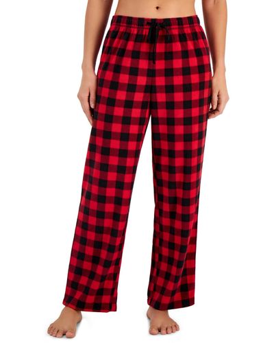 Charter Club Printed Fleece Pajama Pants - Red