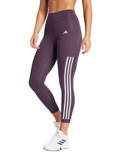 adidas Optime Moisture-wicking 3-stripe 7/8 leggings - Purple