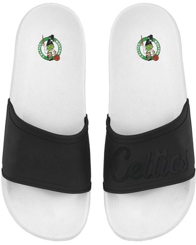 FOCO Boston Celtics Script Wordmark Slide Sandals - White