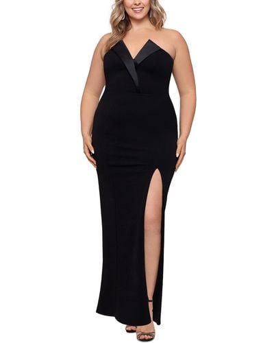 Betsy & Adam Plus Size Strapless Gown - Black
