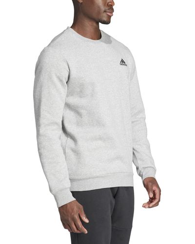adidas Feel Cozy Essentials Classic-fit Embroidered Logo Fleece Sweatshirt - Gray