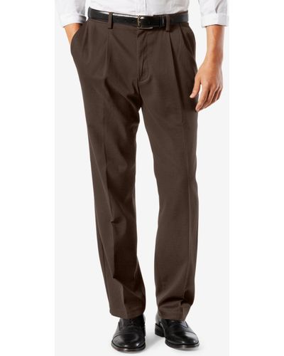 Dockers Easy Classic Pleated Fit Khaki Stretch Pants - Brown