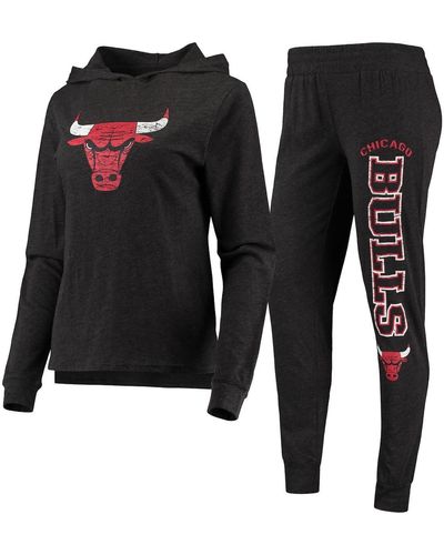 Concepts Sport Chicago Bulls Hoodie And Pants Sleep Set - Black