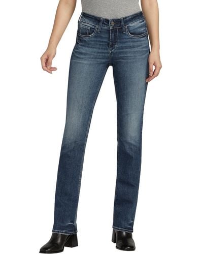 Silver Jeans Co. Suki Mid Rise Slim Bootcut Jeans - Blue