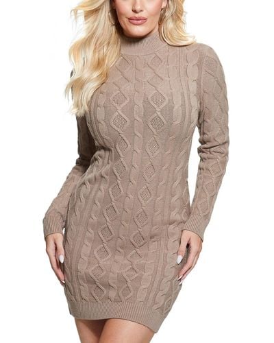 Guess Mock-neck Bodycon Sweater Dress - Natural