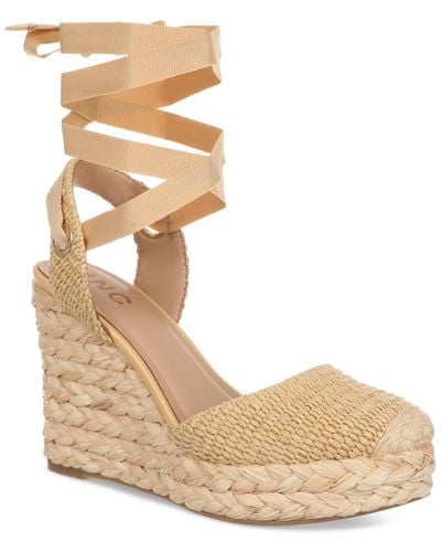 INC International Concepts Maisie Lace-up Espadrille Wedge Sandals - Natural