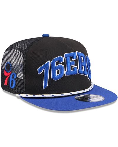 KTZ Black/royal Philadelphia 76ers Throwback Team Arch Golfer Snapback Hat - Blue