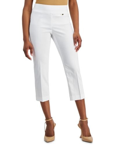 INC International Concepts Petite Mid-rise Straight-leg Capri Pants - White