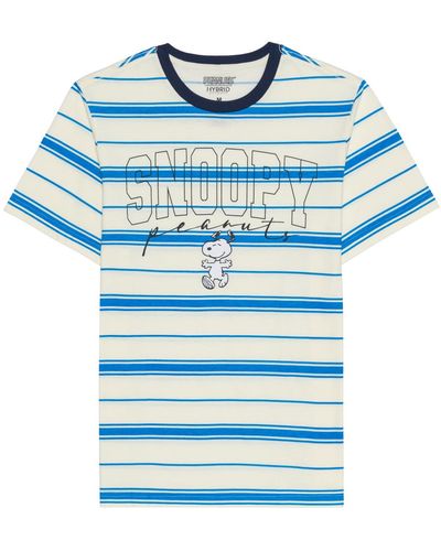 Hybrid Snoopy Short Sleeve Stripe T-shirt - Blue