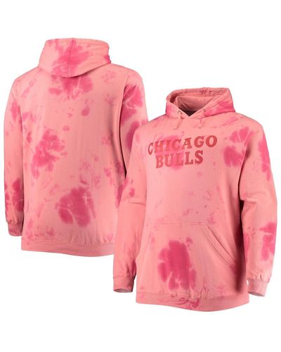 Fanatics Chicago Bulls Big And Tall Wordmark Cloud Dye Pullover Hoodie - Pink