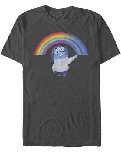 Fifth Sun Sadness Rainbow Short Sleeve Crew T-shirt - Gray