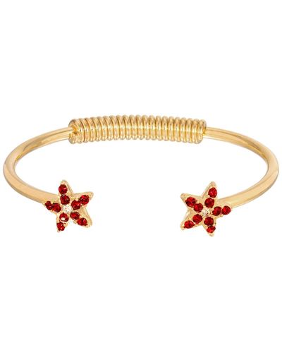 2028 Gold-tone Crystal Siam Star Spring Bracelet - Red
