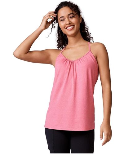 Free Country Microtech Chill B Cool V-neck Built-in Bra Cami Top - Pink