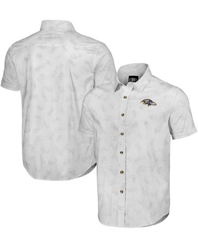 Fanatics Nfl X Darius Rucker Collection By Baltimore Ravens Woven Short Sleeve Button Up Shirt - Gray