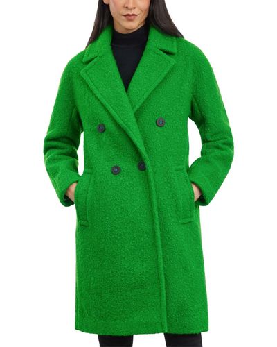 BCBGeneration Double-breasted Boucle Walker Coat - Green
