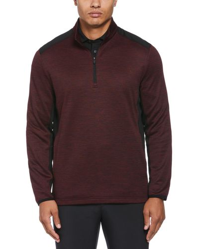 PGA TOUR Two-tone Space-dyed Quarter-zip Golf Pullover - Red
