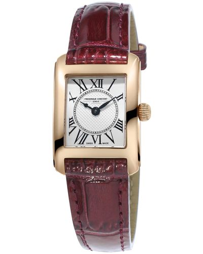 Frederique Constant Ferique Constant Swiss Carree Patent Leather Strap Watch 23x21mm - Red