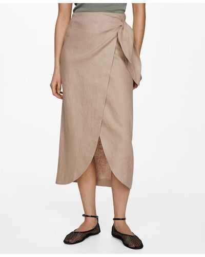 Mango Bow Linen Skirt - Natural