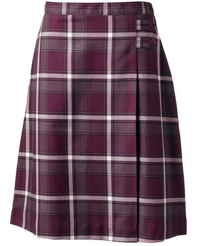 Lands' End School Uniform Plaid A-line Skirt Below The Knee - Purple