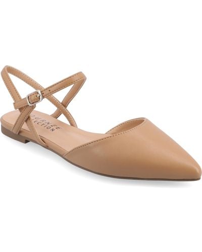 Journee Collection Martine Buckle Pointed Toe Flats - Natural