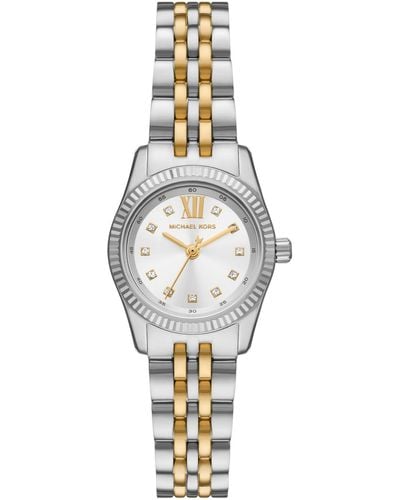 Michael Kors Lexington Silver And Gold Two-tone Stainless Steel Bracelet Watch - Metallic