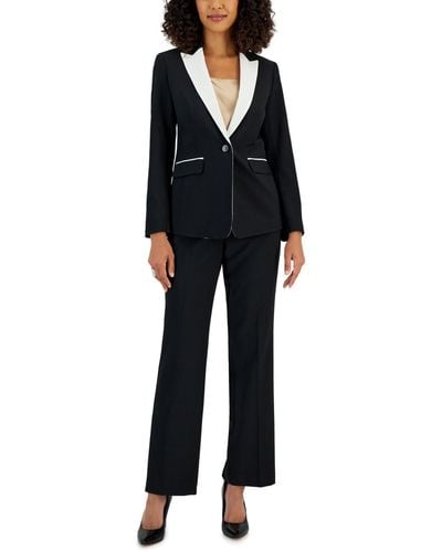 Le Suit Crepe Contrast-collar Jacket & Kate Straight-leg Pants - Black