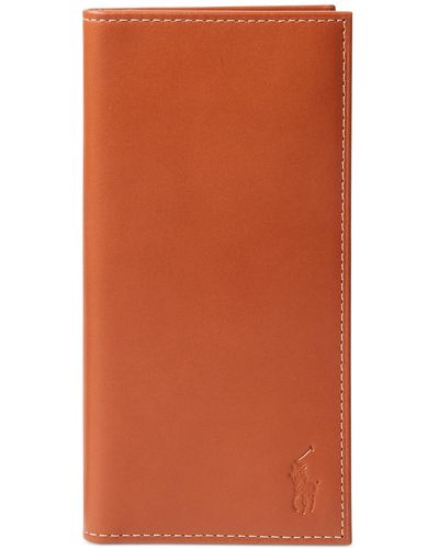 Polo Ralph Lauren Burnished Leather Narrow Wallet - Orange