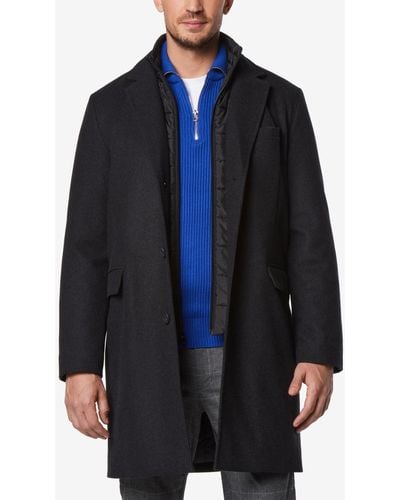 Marc New York Sheffield Melton Wool Slim Overcoat - Blue