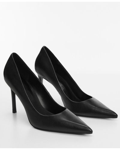 Mango Heel Leather Shoes - Black