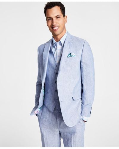 BarIII Slim-fit Textured Linen Suit Separate Jacket, Created For Macy's - Blue