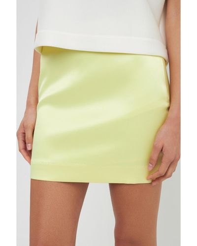 Grey Lab Solid Satin Fit Mini Skirt - Yellow