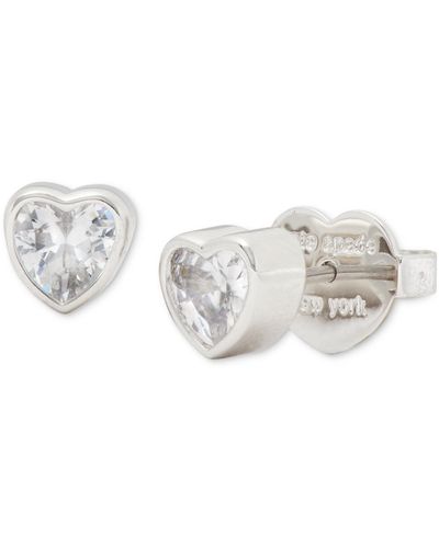 Kate Spade Cubic Zirconia Heart Mini Stud Earrings - White